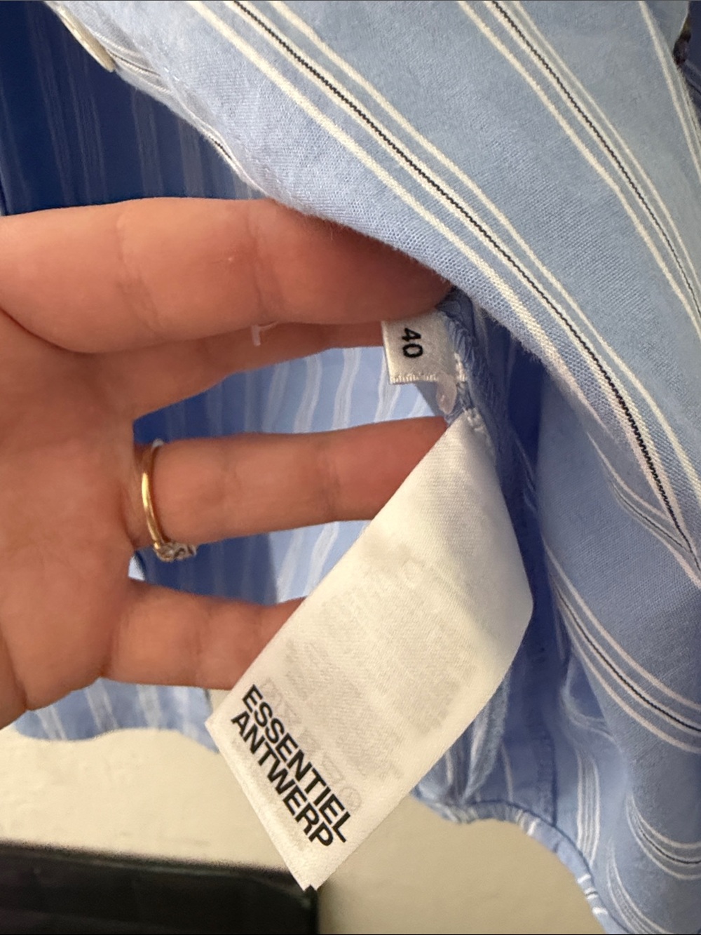 Essentiel Antwerp Blue Striped Sequin Embellished Blouse - Picture 5 of 7